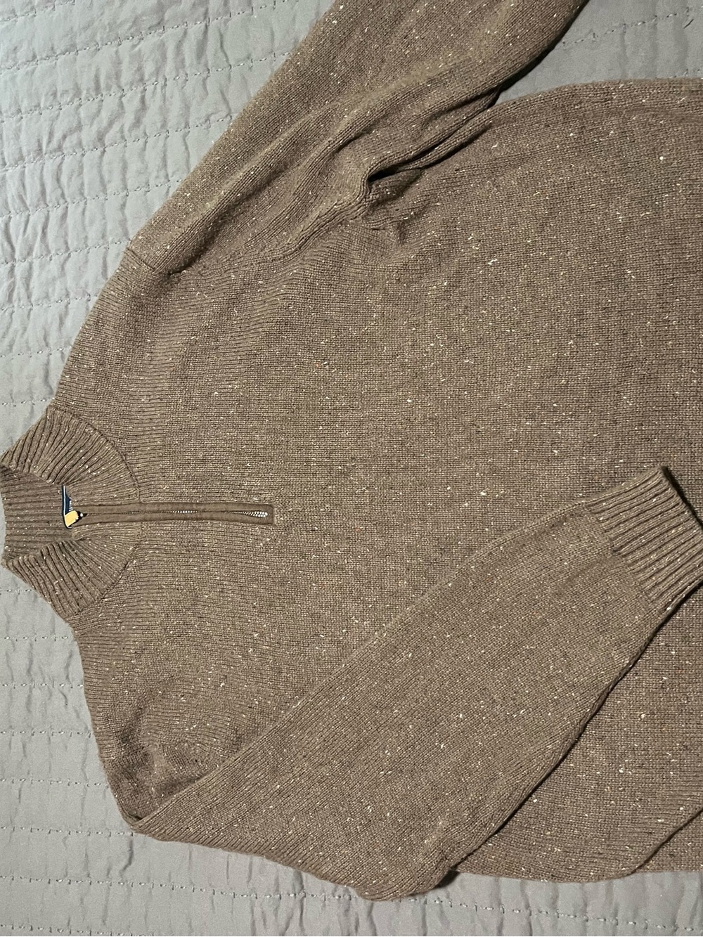crown & ivy Men's Taupe Speckled Quarter-Zip Sweater